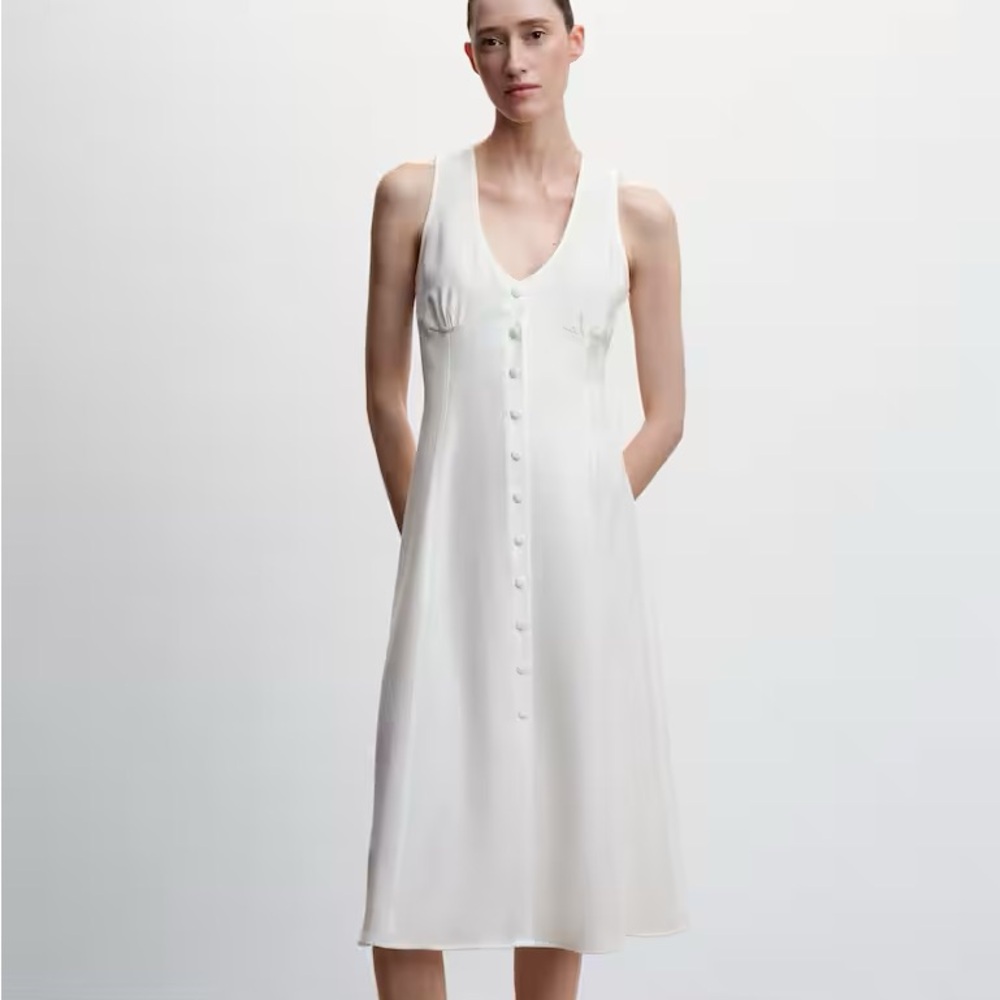 Mango Buttoned bow dress